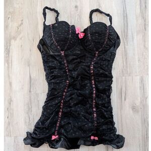 Victoria's Secret Sexy Little Things Black Lace Chemise Lingerie Dress, 36C (B4)